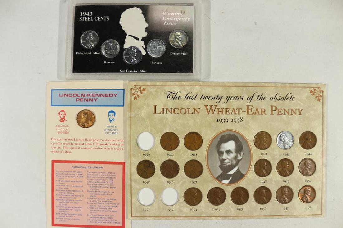 3 LINCOLN CENT SETS 1943 STEEL CENT SET, LINCOLN- (1 of 2)