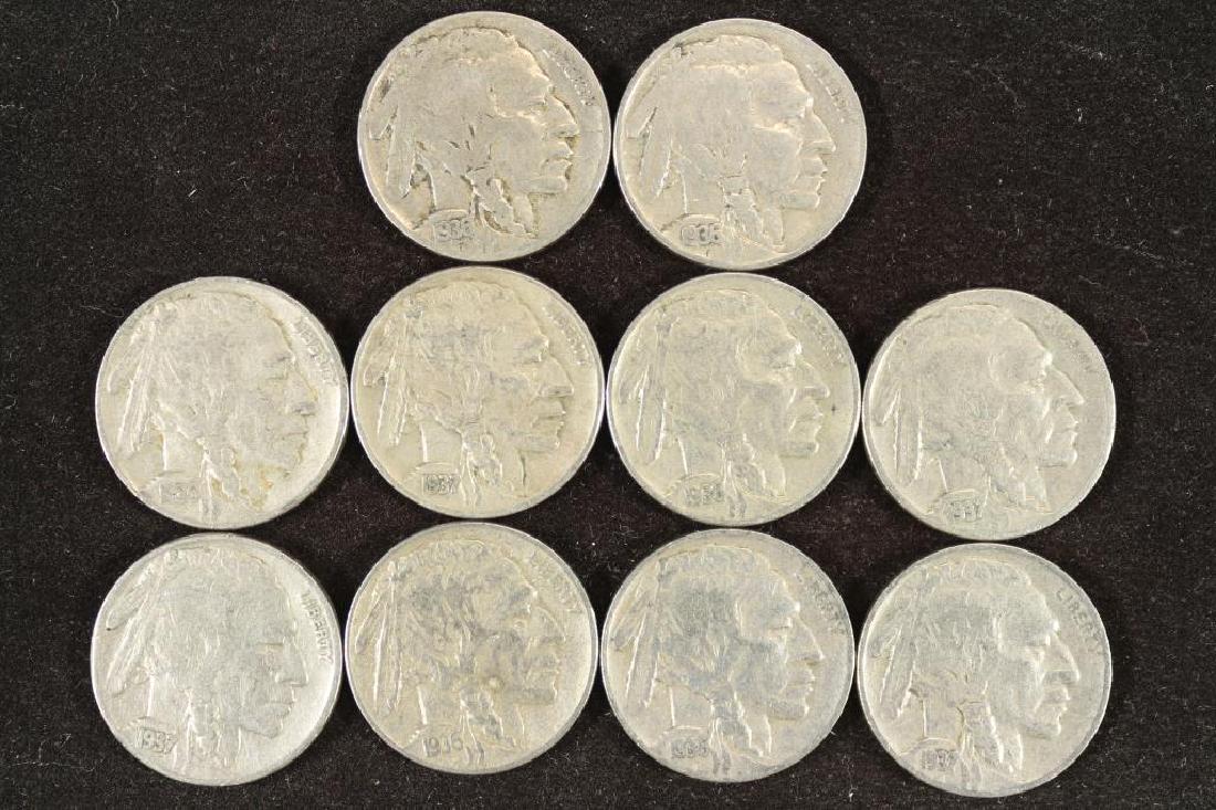 10-FULL DATE 1930'S BUFFALO NICKELS (1 of 2)