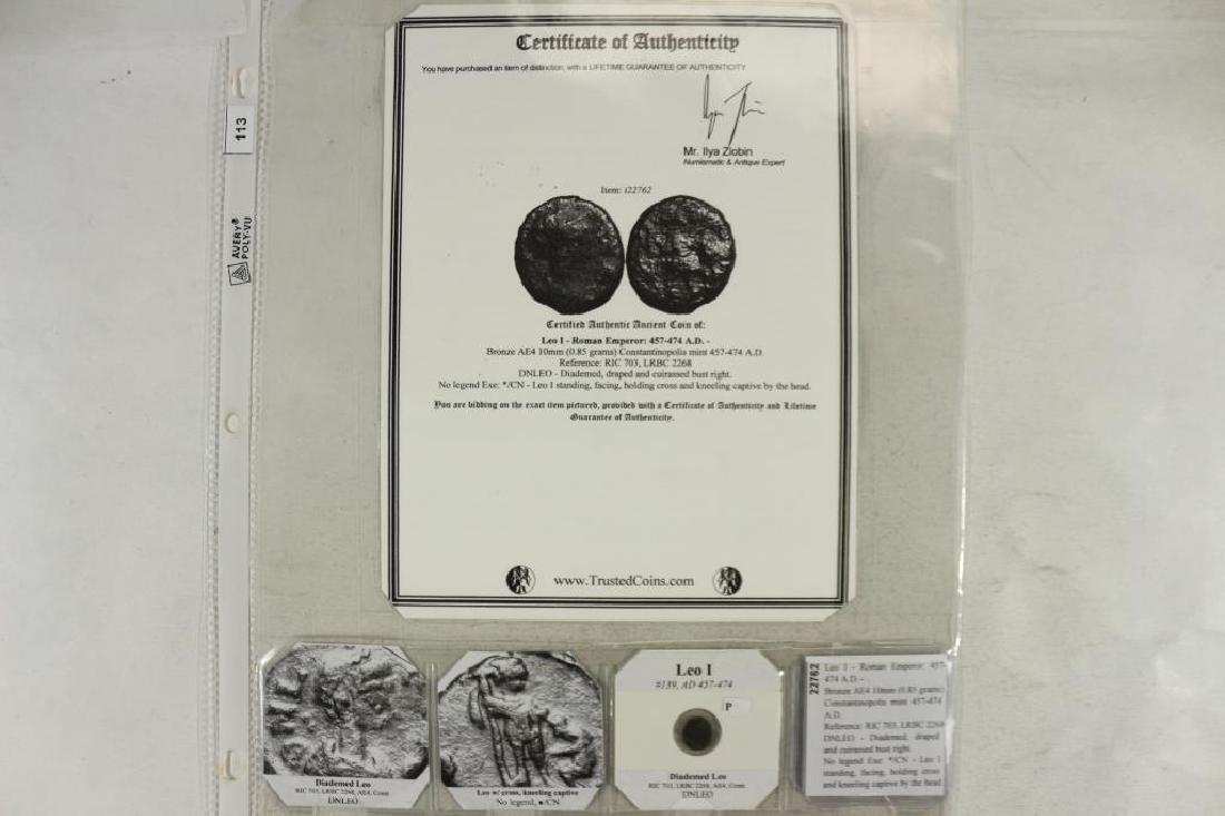 457-474 A.D. LEO I ANCIENT COIN: You must call us at 1-763-862-8302 or email us at bidalotauction@aol.com with your credit card number directly. Thanks.