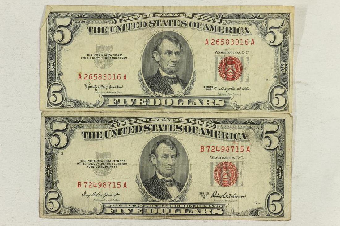 1953-A & 1963 $5 RED SEAL US NOTES (1 of 2)