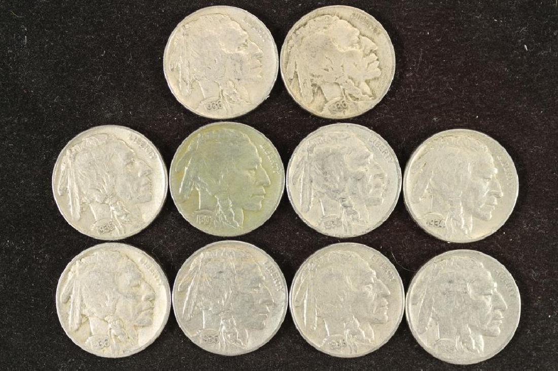10 ASSORTED FULL DATE BUFFALO NICKELS (1 of 2)