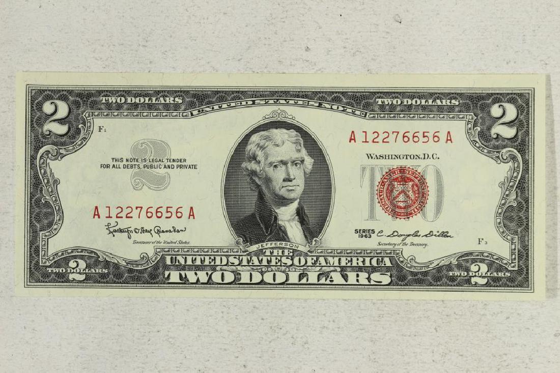 1963 $2 RED SEAL US NOTE CRISP UNC (1 of 2)