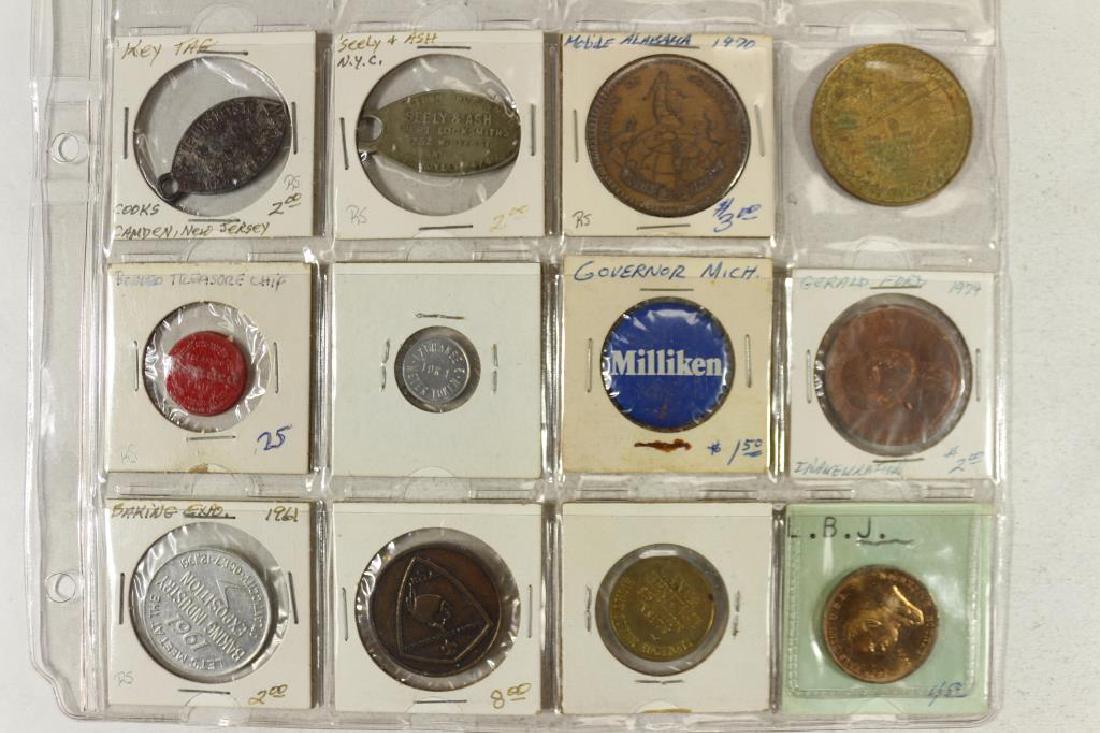 12 ASSORTED VINTAGE TOKENS IN SHEET AS SHOWN (1 of 2)