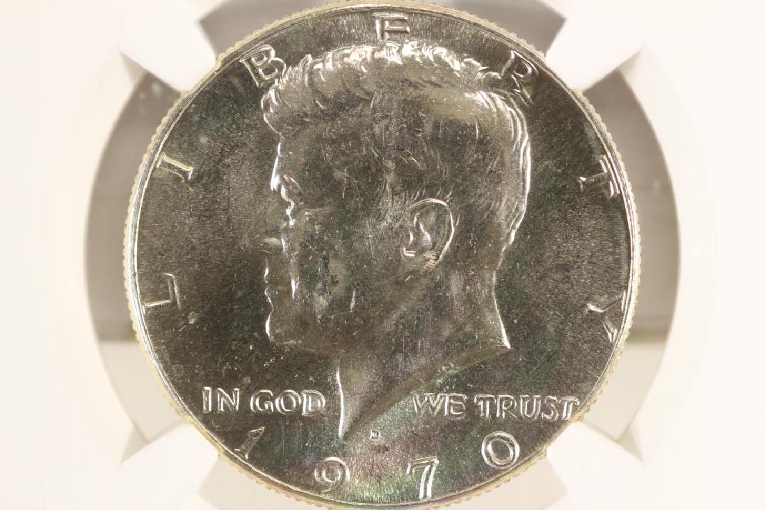 1970-D 40% SILVER JOHN F. KENNEDY HALF NGC MS64: You must call us at 1-763-862-8302 or email us at bidalotauction@aol.com with your credit card number directly. Thanks.