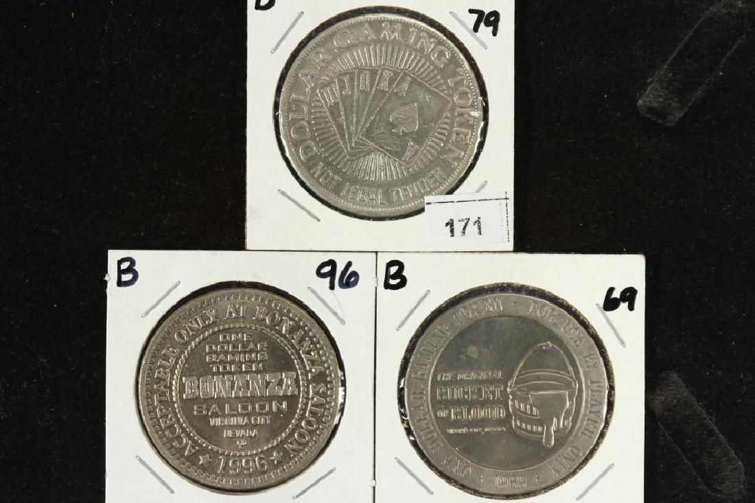 3 ASSORTED NEVADA $1 GAMING TOKENS (1 of 2)