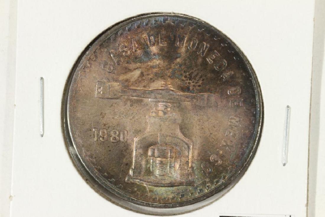 1980 MEXICO 1 TROY OZ .999 FINE SILVER ONZA TONED (1 of 2)
