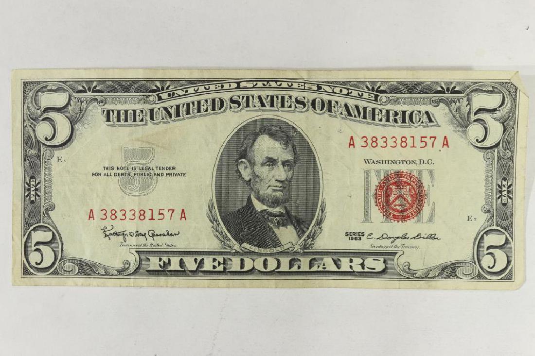 1963 $5 US RED SEAL NOTE (1 of 2)