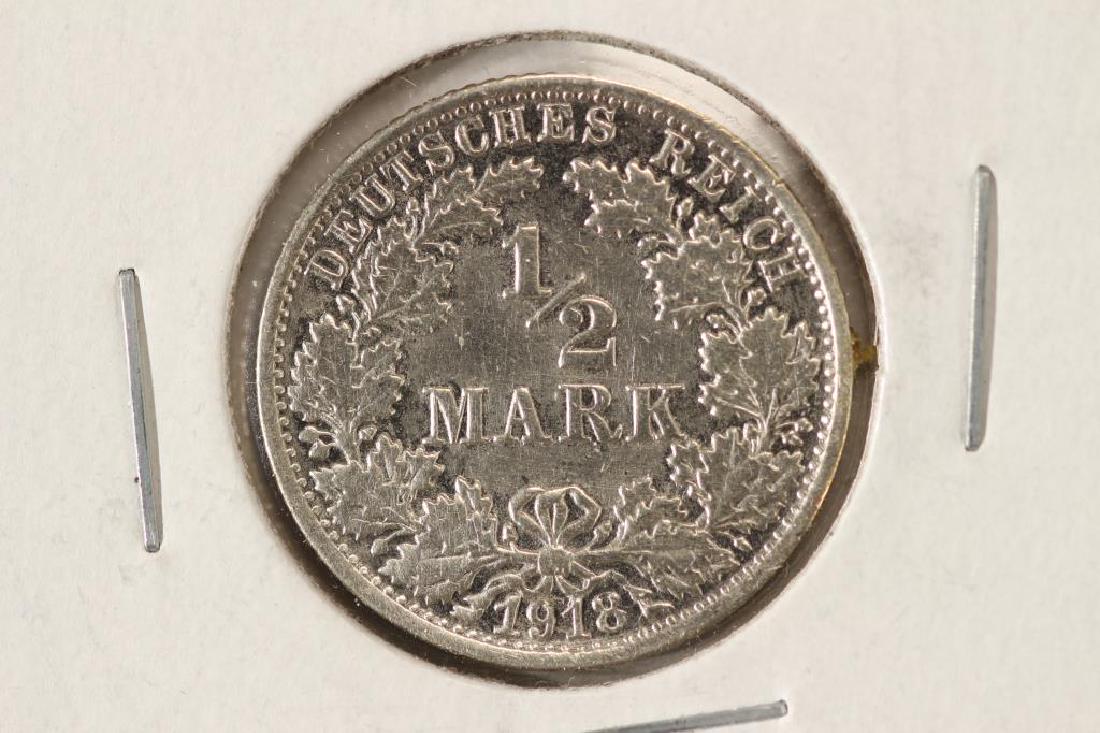 1918-F GERMAN SILVER HALF MARK .0801 OZ. ASW (1 of 2)