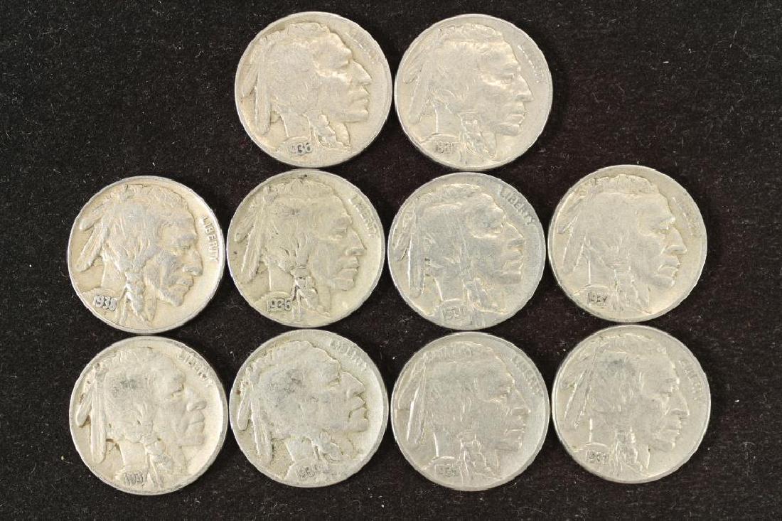 10 ASSORTED FULL DATE 1930'S BUFFALO NICKELS (1 of 2)