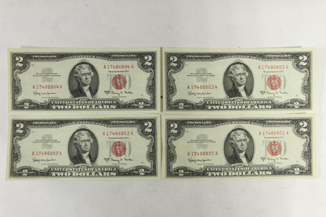 4-1963-A $2 US RED SEAL NOTES CONSECUTIVE SERIAL (1 of 2)