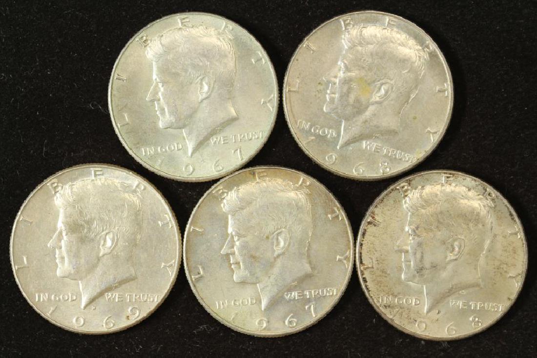 5 ASSORTED 40% SILVER JOHN F. KENNEDY HALVES (1 of 2)