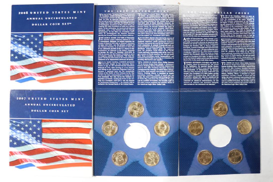 2007 & 2008 PARTIAL US MINT ANNUAL UNC DOLLAR COIN (1 of 2)