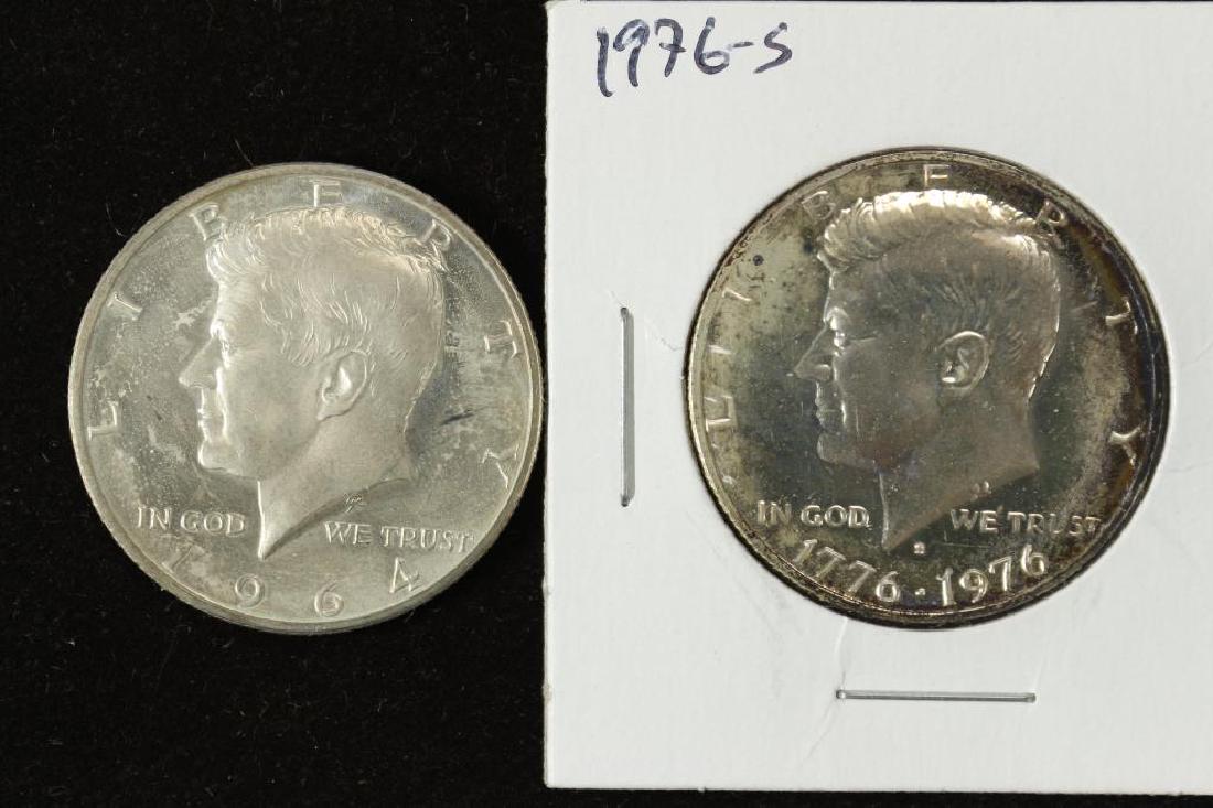 1964 90% SILVER KENNEDY HALF DOLLAR PROOF & (1 of 2)