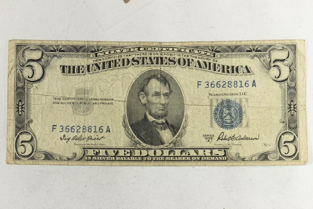 1953-A $5 SILVER CERTIFICATE BLUE SEAL (1 of 2)