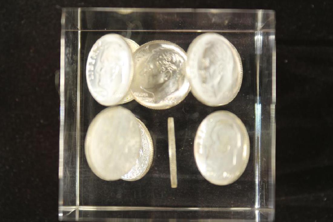 2"X2"X2" LUCITE PAPERWEIGHT WITH 10-1964 (1 of 3)