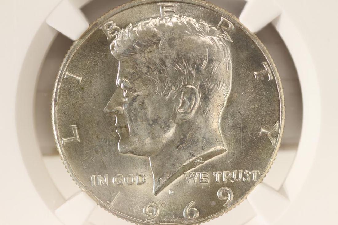 1969-D 40% SILVER JOHN F. KENNEDY HALF NGC MS64: You must call us at 1-763-862-8302 or email us at bidalotauction@aol.com with your credit card number directly. Thanks.