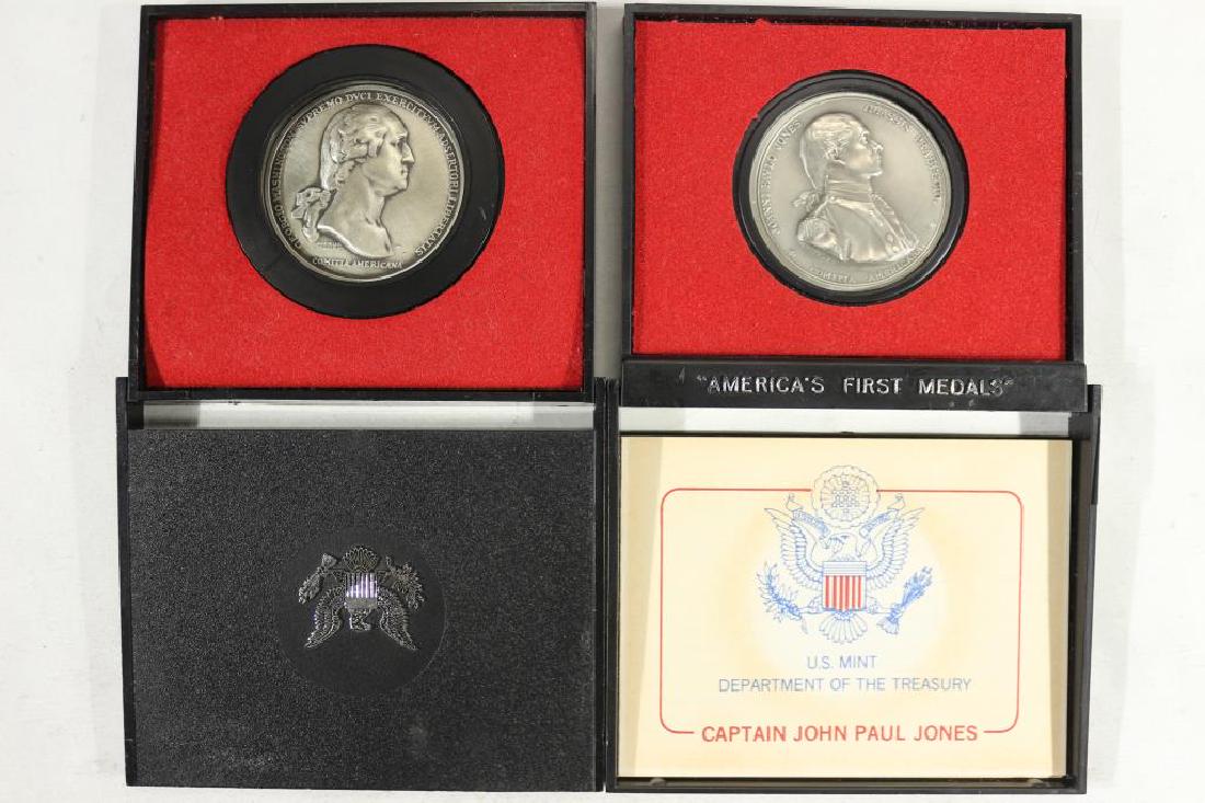 2 US MINT AMERICAS 1ST MEDALS-CAPTAIN JOHN PAUL: JONES AND GEORGE WASHINGTON BOTH IN PEWTER