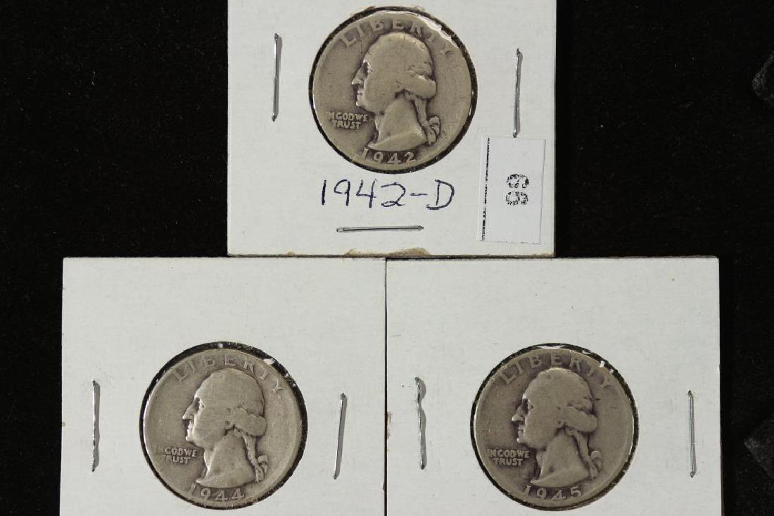 1942-D, 44 & 45 WASHINGTON SILVER QUARTERS (1 of 2)