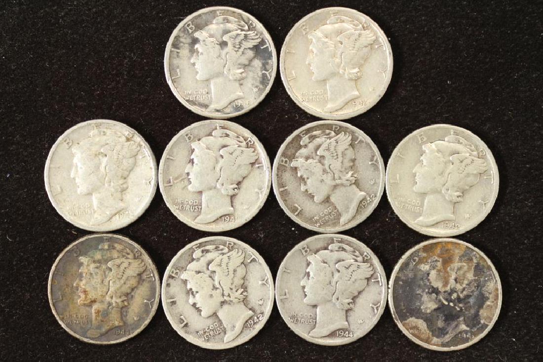 10 ASSORTED 1940'S MERCURY DIMES (1 of 2)