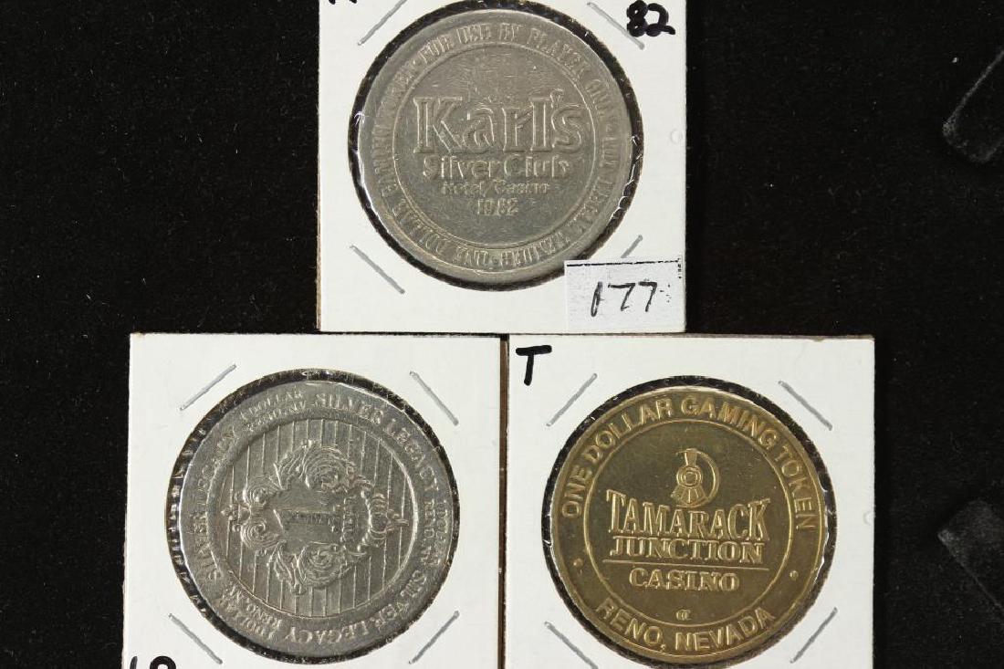 3 ASSORTED $1 GAMING TOKENS 1982 KARL'S SILVER (1 of 2)