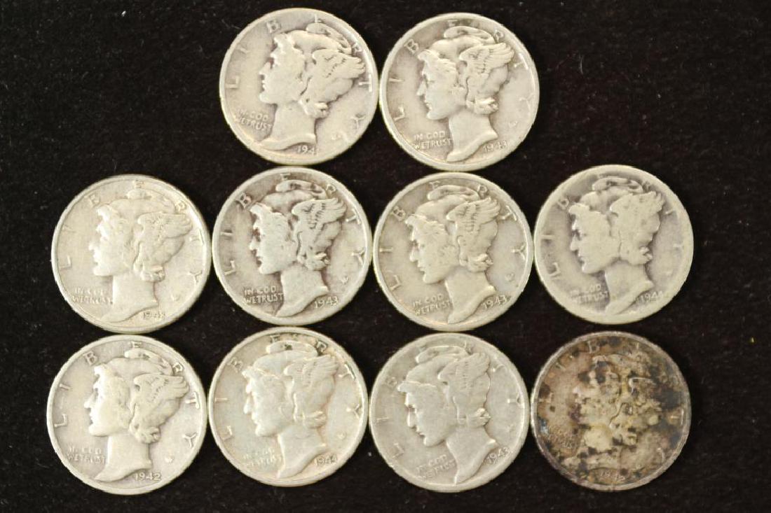 10 ASSORTED 1940'S MERCURY DIMES (1 of 2)