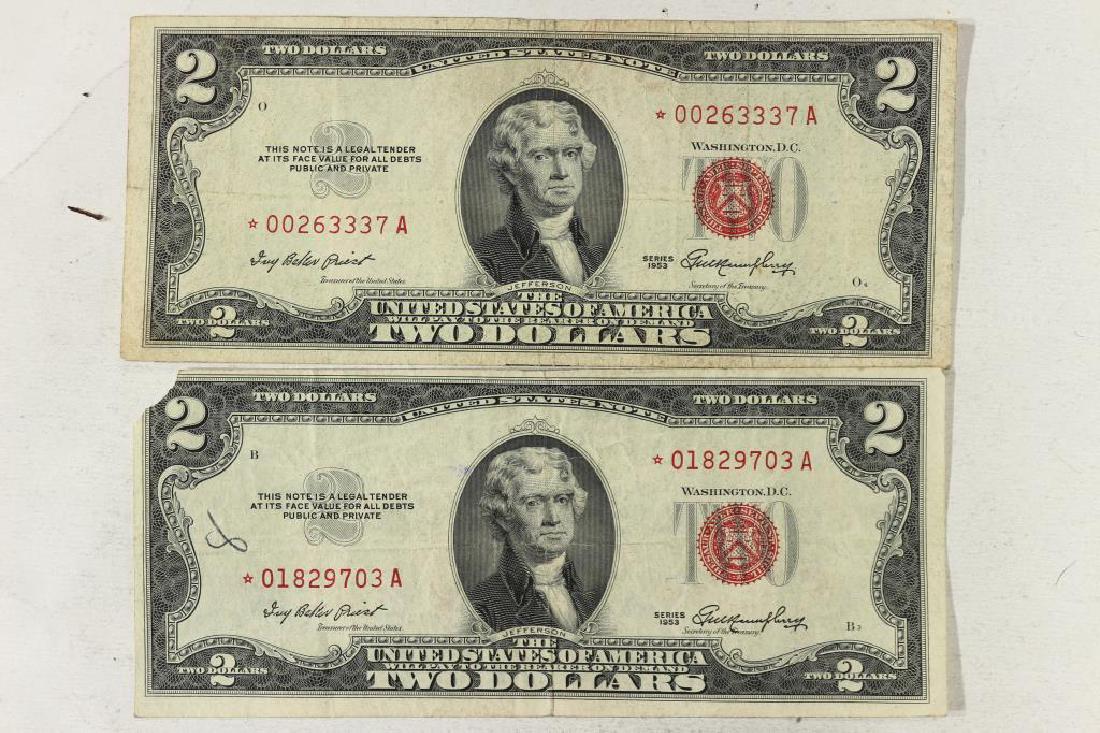 2-1953 $2 US RED SEAL STAR NOTES (1 of 2)