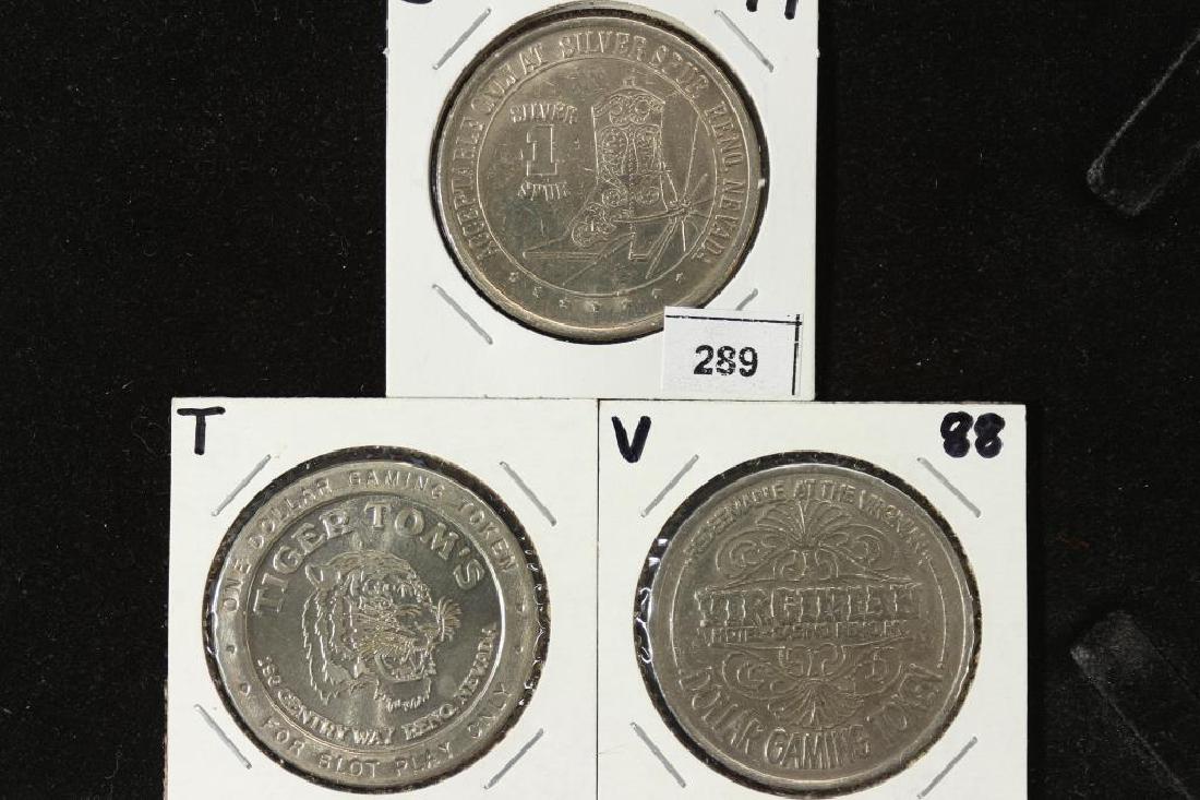 3 ASSORTED $1 GAMING TOKENS 1979 SILVER SPUR (1 of 2)
