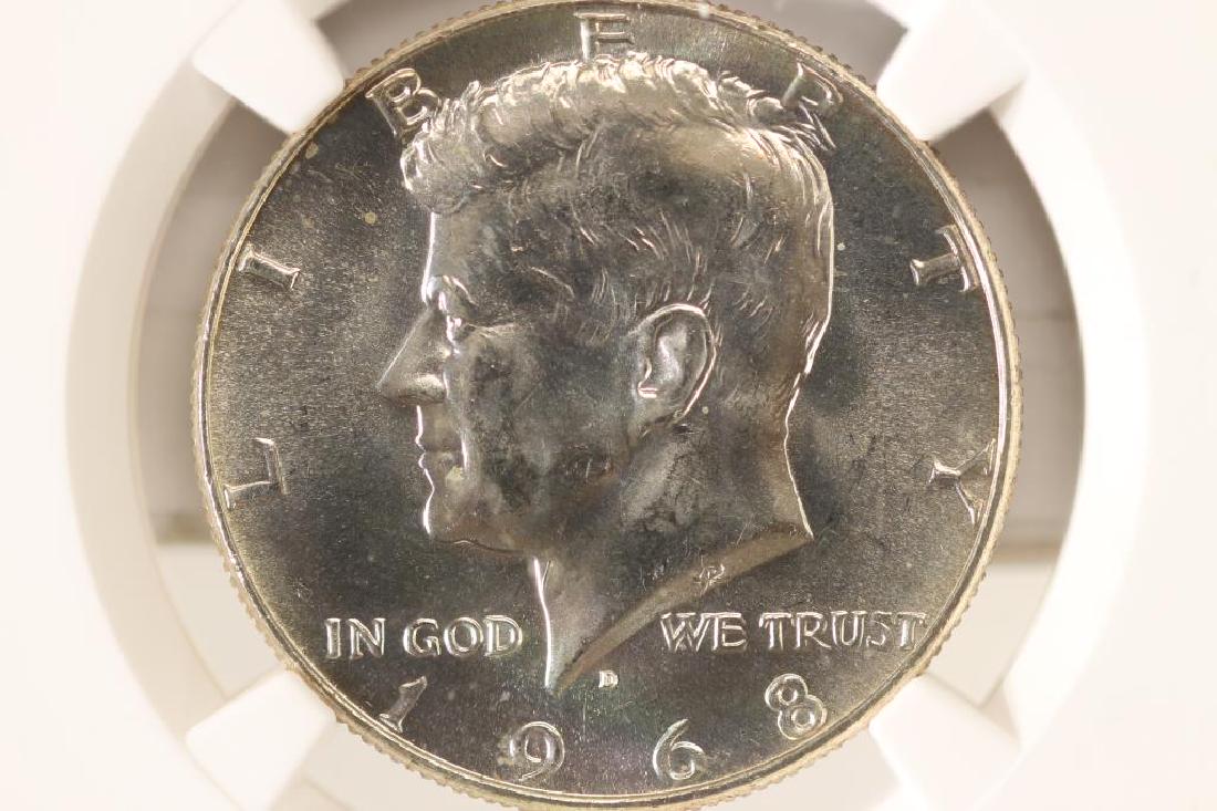 1968-D 40% SILVER JOHN F. KENNEDY HALF NGC MS65: You must call us at 1-763-862-8302 or email us at bidalotauction@aol.com with your credit card number directly. Thanks.