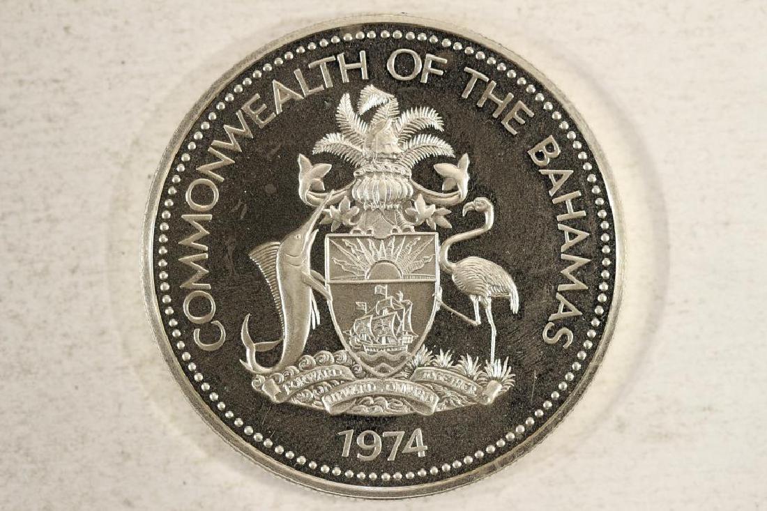 1974 BAHAMAS SILVER PROOF TWO DOLLARS: .8862 OZ. ASW