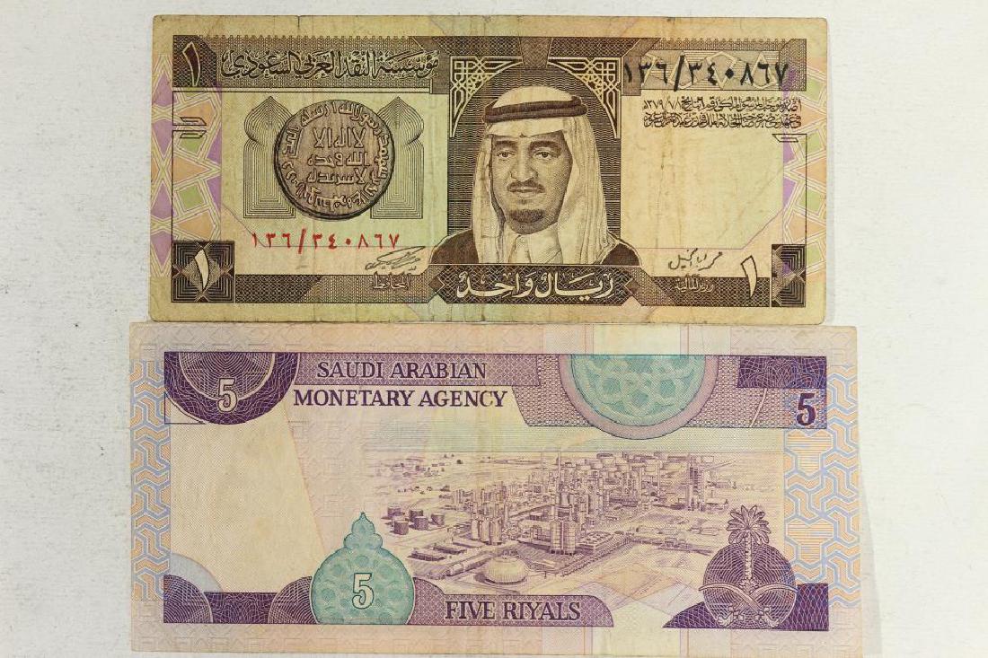 SAUDI ARABIA 1 & 5 RIYALS NOTES: You must call us at 1-763-862-8302 or email us at bidalotauction@aol.com with your credit card number directly. Thanks.
