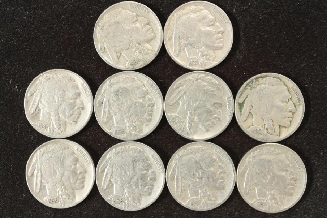 10 ASSORTED FULL DATE 1930'S BUFFALO NICKELS (1 of 2)