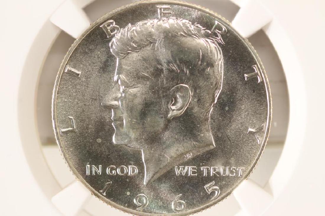 1965 40% SILVER JOHN F. KENNEDY HALF NGC MS65: You must call us at 1-763-862-8302 or email us at bidalotauction@aol.com with your credit card number directly. Thanks.