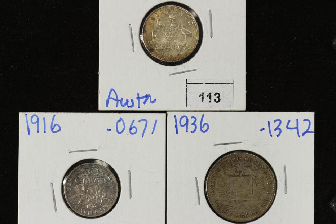 3 FOREIGN SILVER COINS 1943-D AUSTRALIA 6 PENCE (1 of 2)