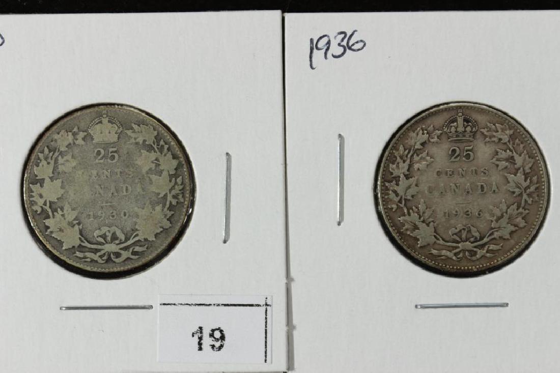 1930 & 1936 CANADA SILVER 25 CENTS (1 of 2)