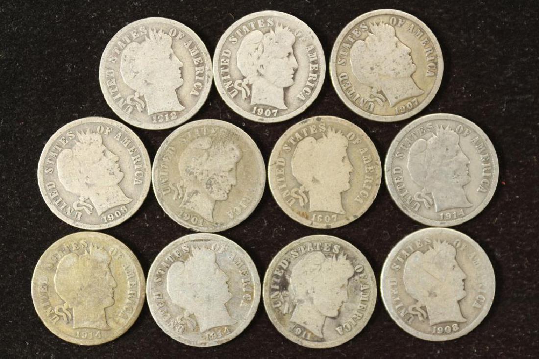 11 ASSORTED BARBER DIMES (1 of 2)