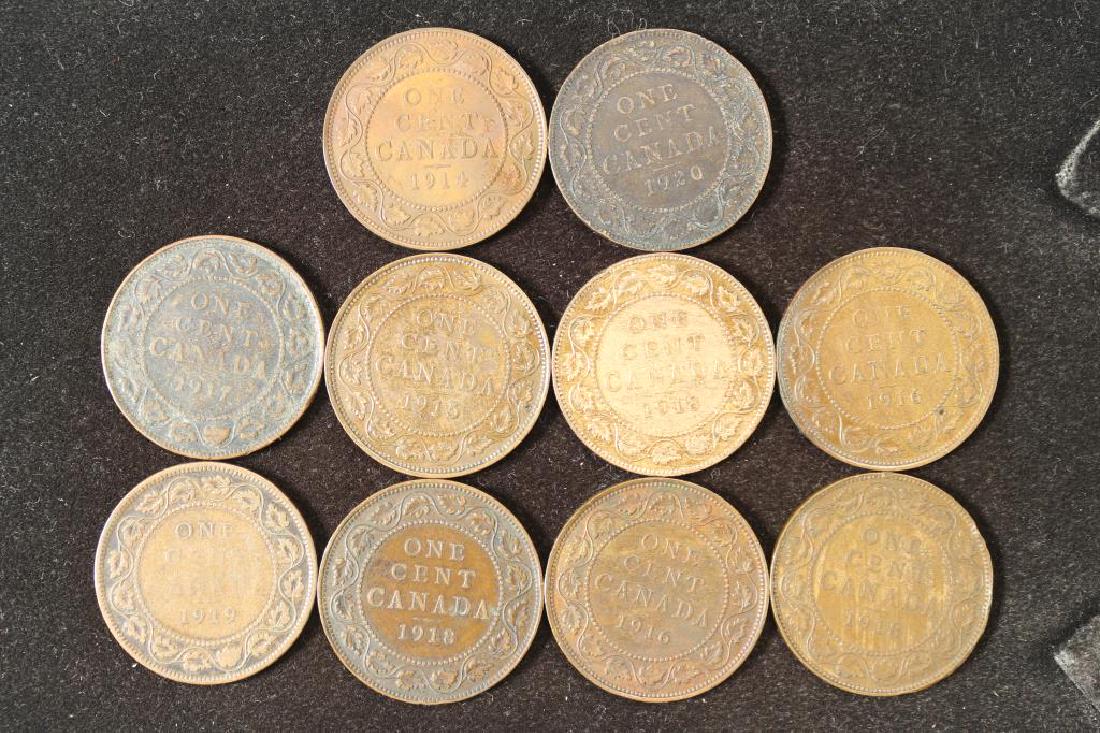 10 ASSORTED 1911-1920 CANADA LARGE CENTS (1 of 2)