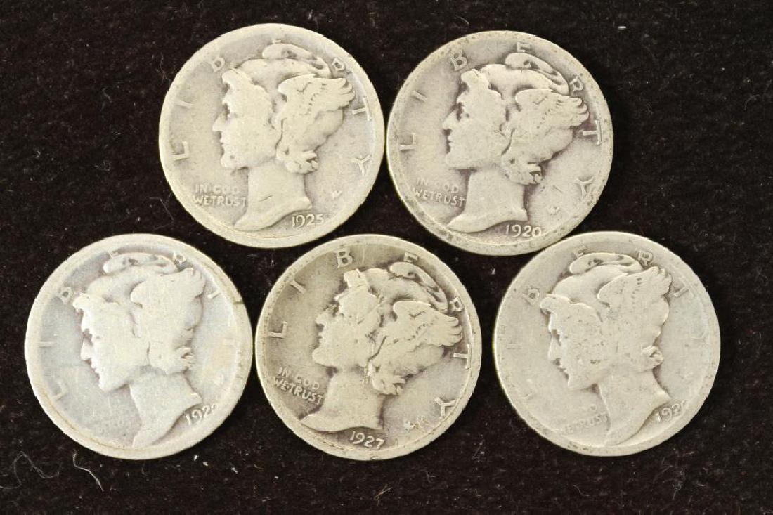 5 ASSORTED 1920'S MERCURY DIMES (1 of 2)