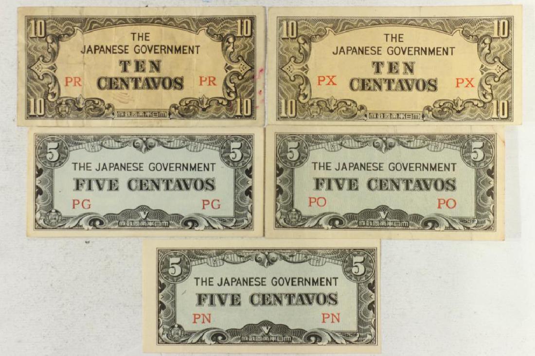 WWII JAPANESE INVASION CURRENCY 3-5 CENTAVOS AND: 2-10 CENTAVOS