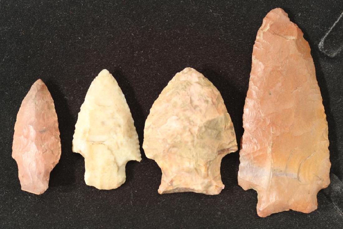 4 ASSORTED 1 3/4"-3" STONE INDIAN ARROWHEADS (1 of 2)