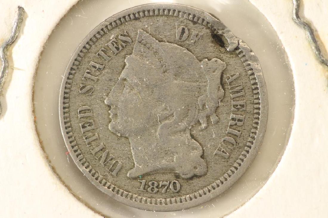 1870 THREE CENT PIECE (NICKEL) RIM DAMAGE (1 of 2)