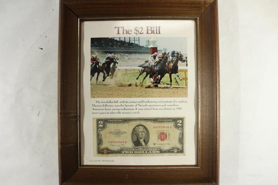 10 1/2" X 12 1/2" WOOD FRAMED 1953-B $2 RED SEAL (1 of 1)