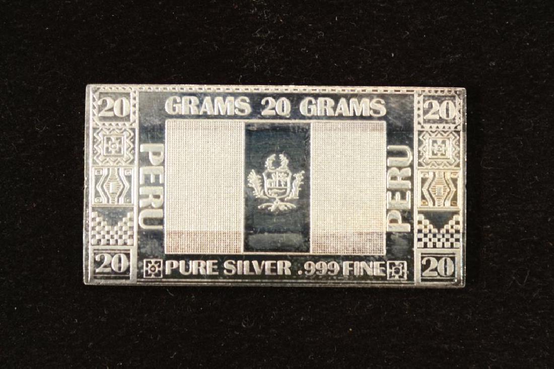 20 GRAM .999 FINE SILVER PROOF BAR PERU FLAG BY (1 of 2)