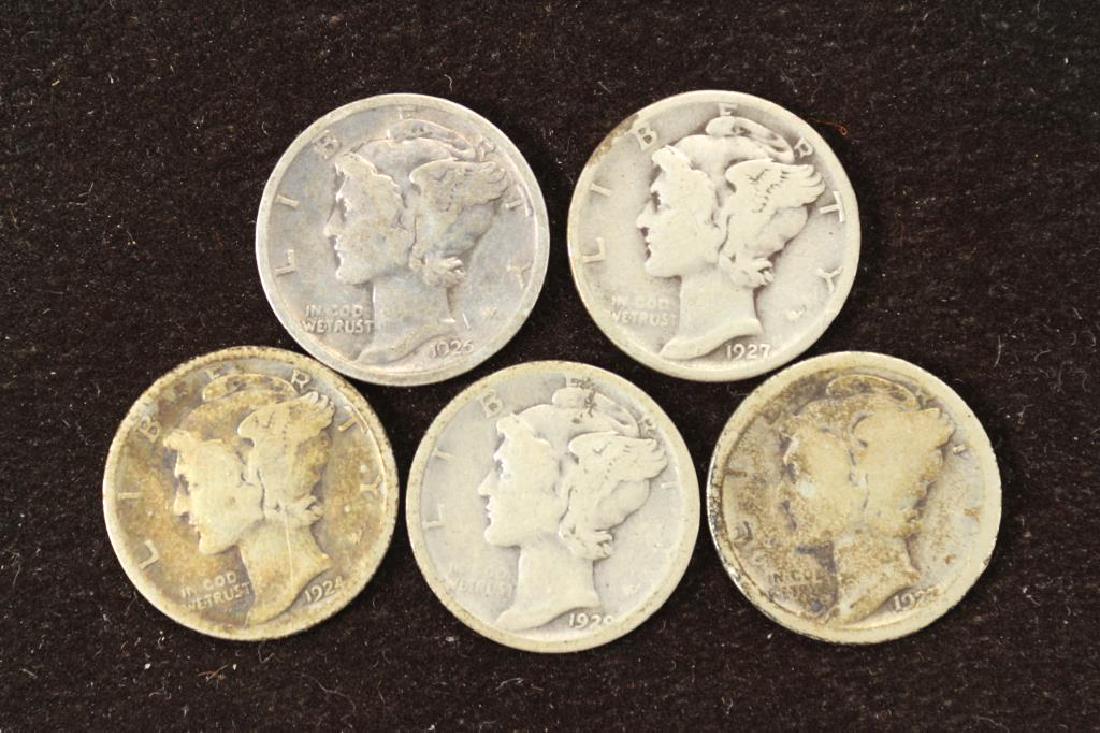 5 ASSORTED 1920'S MERCURY DIMES (1 of 2)