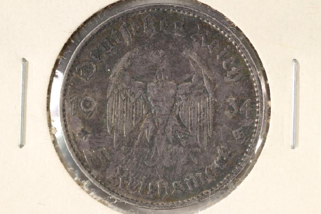 1934-A GERMAN SILVER 5 MARKS TONED (1 of 2)