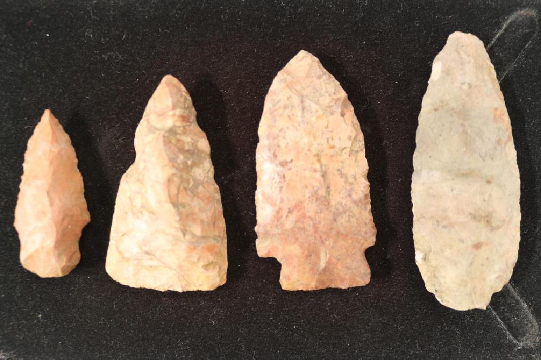 4-ASSORTED 1 3/4" -2 3/4" INDIAN STONE ARROWHEADS (1 of 2)
