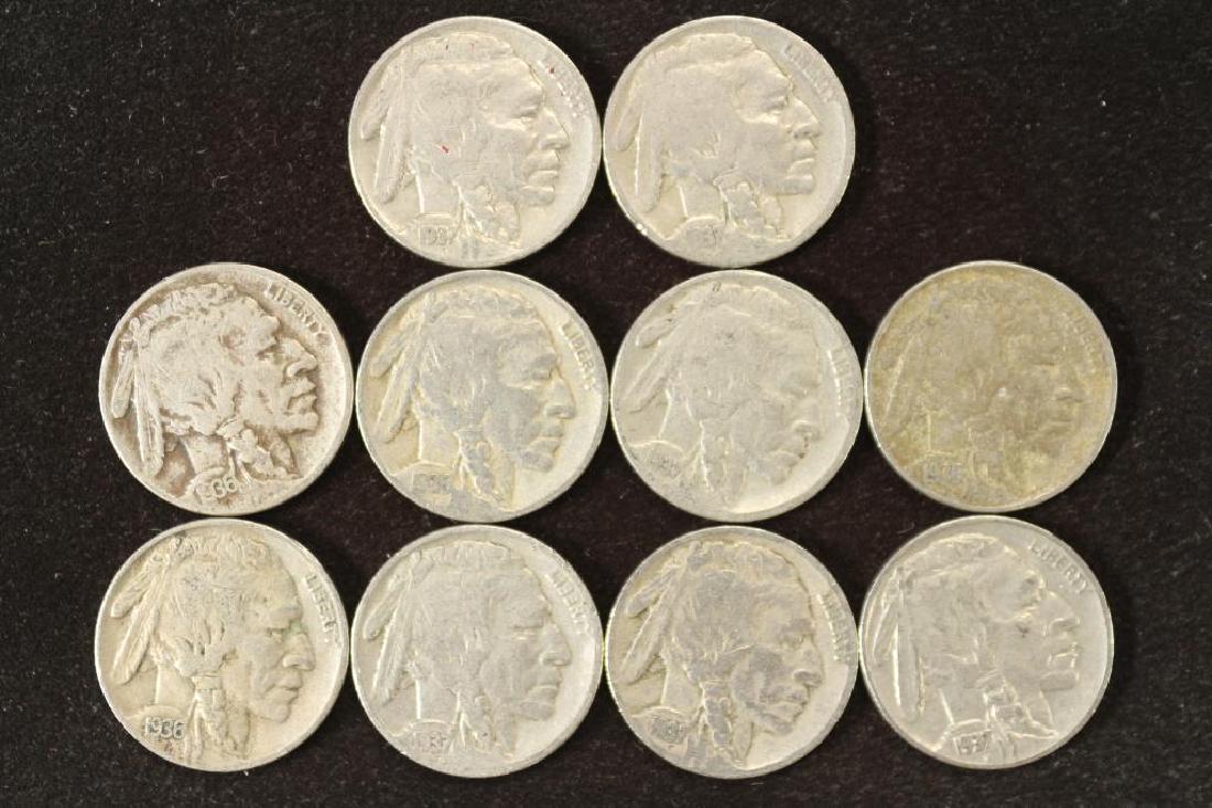 10 ASSORTED FULL DATE 1930'S BUFFALO NICKELS (1 of 2)