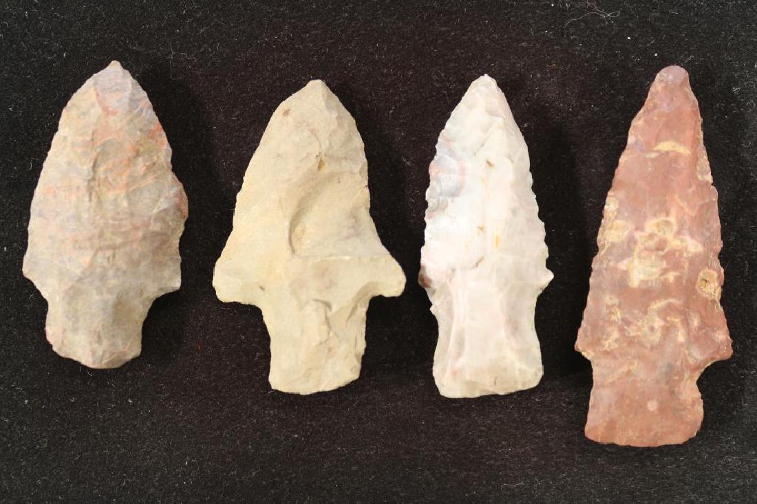 4 ASSORTED 1 3/4"-2 1/4" INDIAN STONE ARROWHEADS (1 of 2)