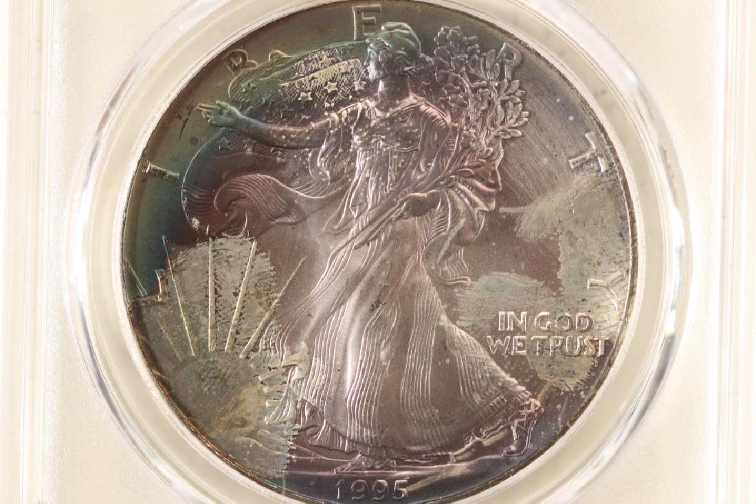 1995 AMERICAN SILVER EAGLE PCGS MS64 PURPLE (1 of 3)