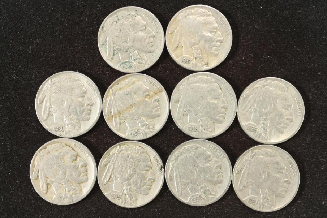 10 ASSORTED FULL DATE 1930'S BUFFALO NICKELS (1 of 2)