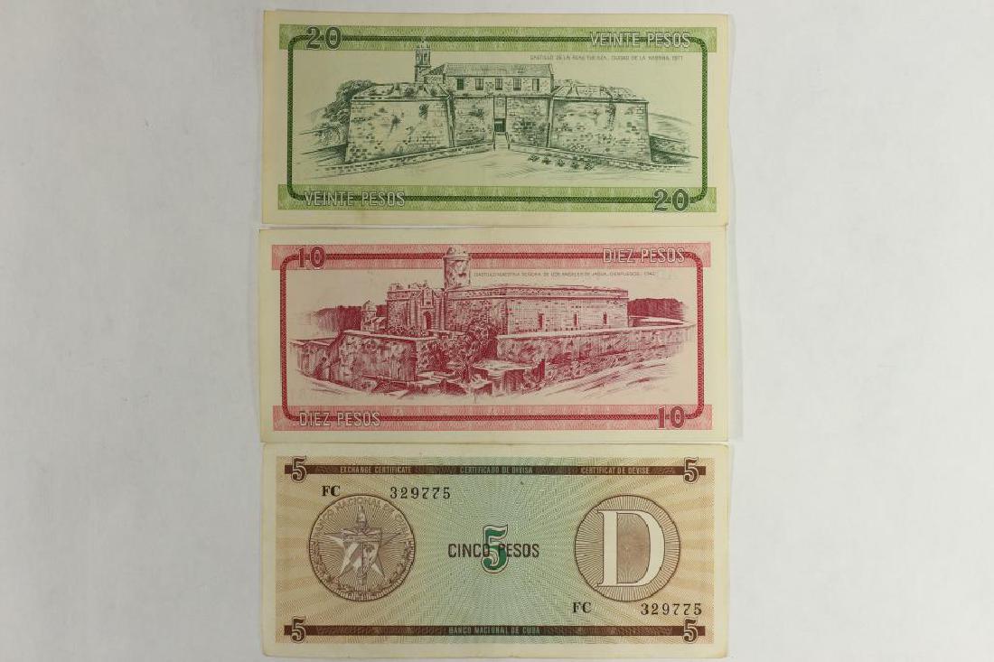 CUBA 5,10 & 20 PESOS FOREIGN EXCHANGE CERTIFICATES: SEE TITLE